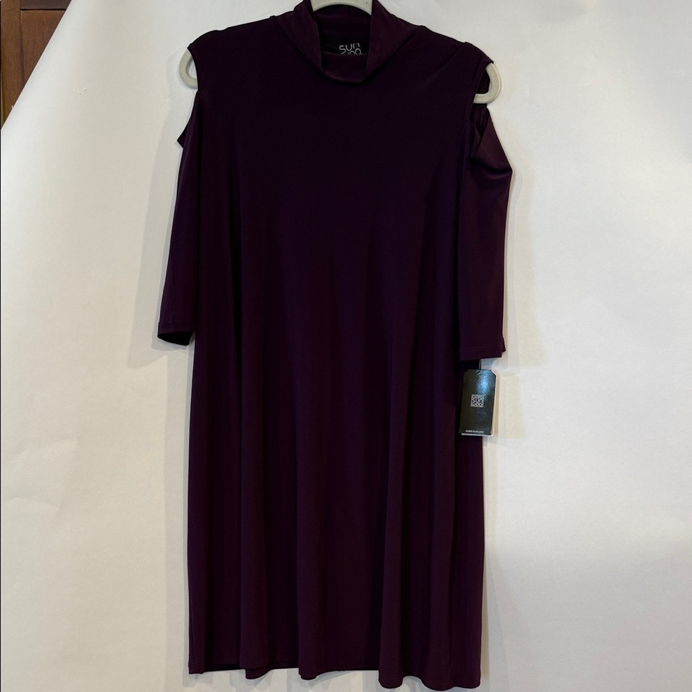 Clara Sun Woo Deep Purple Cold Shoulder Dress